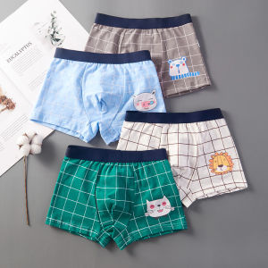 KUCHAR 4pcs/Lot Boys Underwear3-Styles Available Cotton Kids Panties Children Comfortable Breathable Briefs Cute Cartoon Pattern Boy Boxers