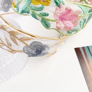 New Chinese Styles Wide Headband with Embroidered Flowers Comfortable High Skull Hairhoop For Everyday Wear Formal Event