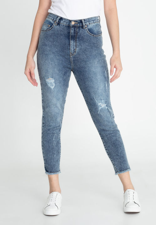 Next High Rise Acid Wash Distressed Jeans