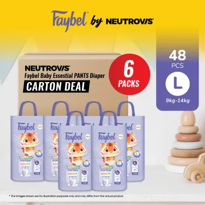 [6 PACKS CARTON DEAL] Faybel by Neutrovis Baby Essestial PANTS Disposable Baby Diaper - PANTS Series