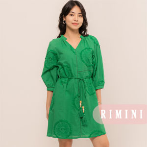 RIMINI - Dress Midi Lengan Puff Embroidery Size XS-3XL - Blanca Dress CC31208