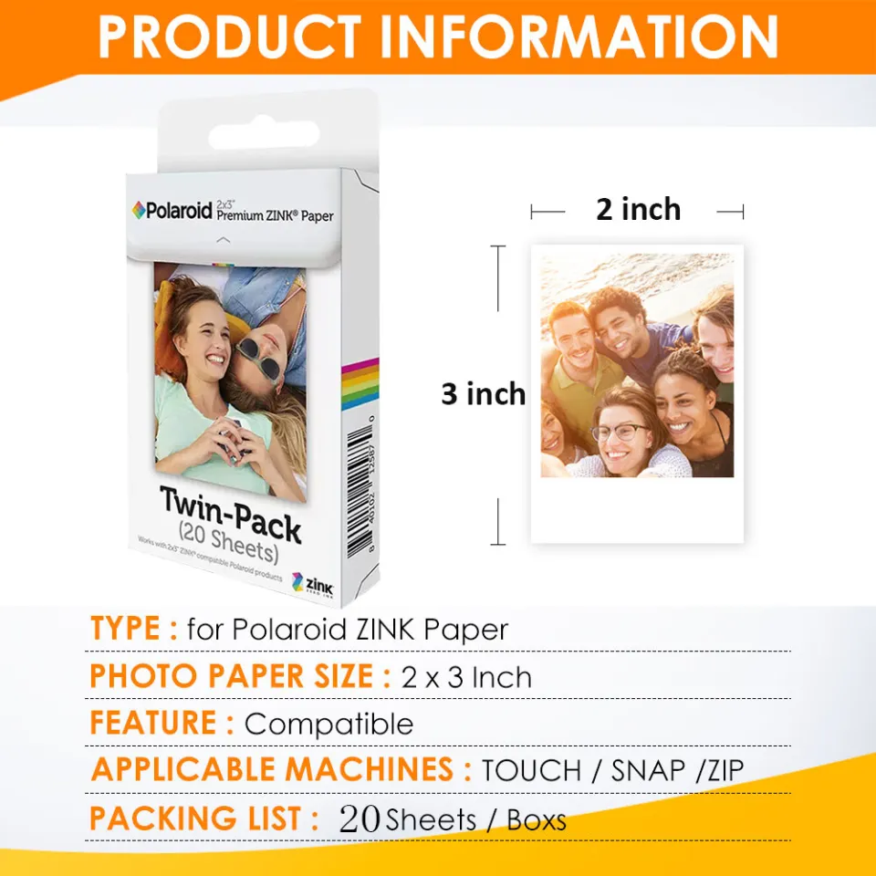 Polaroid Instax 2x3-inch premium Zink film photo paper 10/20/30