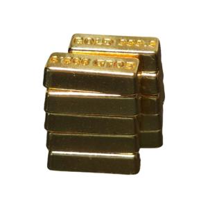 10 Metal Mini Gold Bar Decorations Elaborate Textured Design for Dollhouses Displays and Collections