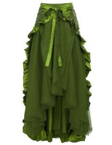 European and American Plus Size Womens Steampunk Gothic Wrap Dress Victorian Ruffle Pirate Dress