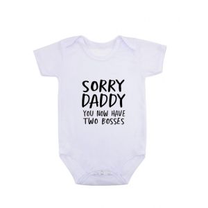 0-18M Sorry Daddy You Know You Have Two Bosses Print Funny Cotton Rompers For Newborn Baby Bebe Boy Girl Short Sleeve Jumpsuit END2