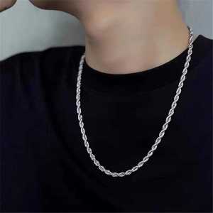 kalung titanium pria dan wanita model rantai tambang elegan anti karat