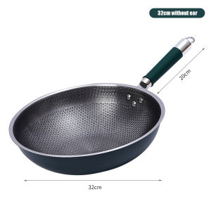 Onetwone 32cm honeycomb frying pan non-stick flat pan 430 stainless steel wok gas and induction cooker pot cellular texture pan