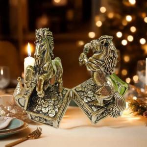 [caichuitan] เครื่องประดับรูปปั้นม้าจักรราศี1ชิ้นของขวัญรูปปั้นม้าทองเหลืองฮวงจุ้ยรูปม้าแกะสลักขนาดเล็กงานฝีมือสำนักงานอุปกรณ์ตกแต่งบ้าน