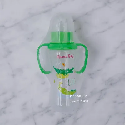 Botol susu kinawa dengan gagang bayi bening warna cerah bpa free bahan tebal