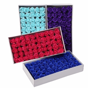 LYMEDIA 50Pcs Handmade Soap Rose Flower Realistic Floral Wreath Making Foam Rose Creative Three Layer Rose DIY Flower Head Wedding Decor