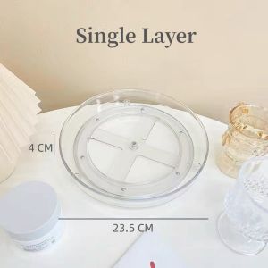 Johor Seller | Transparent 360 Degree Turnable Rotating Cosmetic Stationery Desk Organizer Tray Shelf Rack