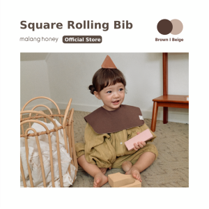 [Malang Honey] Yếm lăn có thể đảo ngược hình vuông 100% Hàn Quốc dành cho bé ăn / Nước bọt nhỏ giọt - Vuông hai mặt