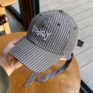LIUJIR Thêu Mũ bóng chày thêu chữ Thiết kế nơ ruy băng Sáng tạo Mũ bóng chày bằng vải cotton Đơn giản Dễ thương Mũ chống nắng Cô gái