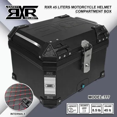RXR HARD PLASTIK TOP BOX 45L Motorcycle Compartment Box Helmet Box Model: 777