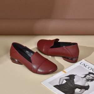 Free Shipping Spring And Autumn New Collection: WomenS Flat Shoes With Soft Rubber Soles Comfortable For Mothers Small Leather Shoes And Large Sizes For Work