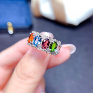 Shiny Multicolor Diamond Ring Cubic Zirconia Inlaid Open Ring Size Adjustable for Women Girls
