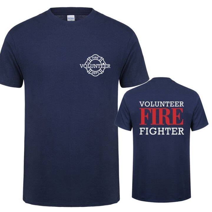 Men's Large T-shirt Firefighter Volunteer T Shirt Mans Fire Rescue Cool ...