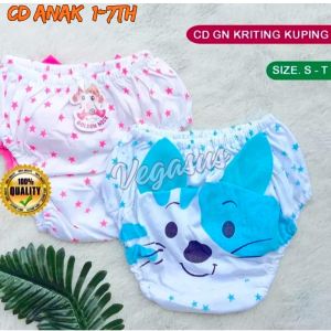 6Pcs Celana dalam Anak Perempuan GOLDEN NICK Model Kuping/CD Anak Cewek Karakter Wajah Telinga