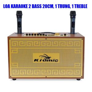 Loa Karaoke Xách Tay 2 Bass 20 KIOMIC K36 PRO 3 Đường Tiếng Kèm 2 Micro UHF Chống Hú Công Suất 150W Âm Thanh Mạnh Mẽ Sống Động.