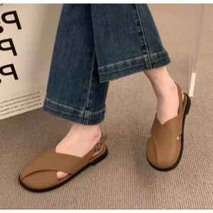 Giày sandal nữ bít mũi đế bệt quai hậu phong cách Hàn Quốc giày búp bê nữ kiểu rọ sang chảnh hottrend