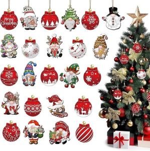 [COD]  Christmas Gnome Ornament Wooden Hanging Decoration 24 Christmas tree wooden decorations  Christmas Party Home Decoration