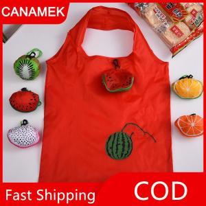 【CANAMEK】 Đáng Yêu Trái Cây Có Thể Gập Lại Mua Sắm Túi Công Suất Lớn Siêu Thị Gấp Tote Túi Lưu Trữ Pouch Tái Sử Dụng Thân Thiện Với Môi Túi