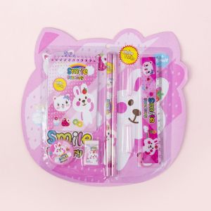Set Alat Tulis Karakter 8in1 / Paket Lengkap Notebook Pensil Penggaris Penghapus Rautan Gambar Kartun Lucu / Mini Stationery Character 8 Pcs ATK Peralatan Menulis Anak Sekolah Hadiah Kado Ulang Tahun Souvernir Unik - GP Mall