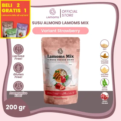 [BELI 2 GRATIS 1] Susu Almond Lamoms Mix Rasa Strawberry - 200gr