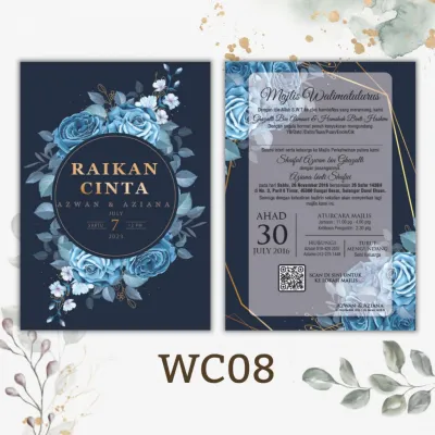 Kad Kahwin / Kad Jemputan / Invitation Card / Wedding Card A6/Barcode/Waze