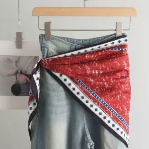 MASTERYX Tie-Dye Womens Scarf Satin Clothing Accessories Decor Scarf Belt  Multifunctional Jeans Belt Spring and Summer