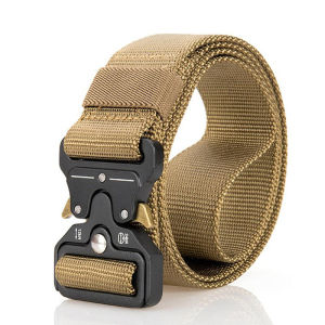 Metal Hook Stretch Waistband Adjustable No-Buckle Nylon Belt Buckle-Less Invisible - Black/Brown