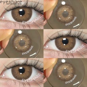 Eyeshare (Grade -1.00 to -6.00) Aurora Brown 2pcs Contact Lenses 14.2mm Make Up Lens【W/Free case】