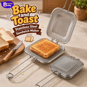 Stainless Steel Sandwich Toaster Rack Reusable Baking Net Grill Clip Oven Bread Holder Tool