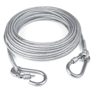 Double-headed Dog Tie Out Cable Leash raction rope with metal buckle steel wire anti-rust training collarOutdoor Dogs Strap
