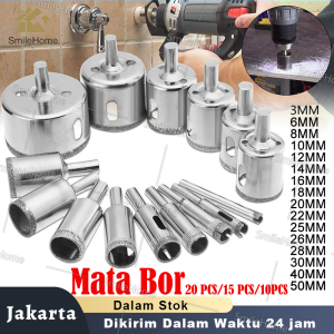20 PCS/15 PCS/10PCS Mata Bor Set Kaca Granit Keramik Marmer Batu Diamond Coated 6mm-30mm/6mm-50mm/3mm-50mm Porselen Diamond Hss Holesaw Pelubang Keramik