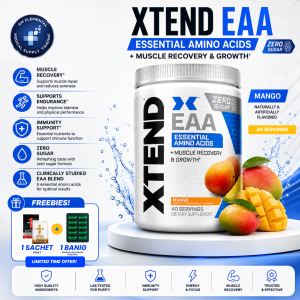 Xtend Original EAA Essential Amino Acids Powder – 40 Servings + FREE Rule 1 Sachet + 1 Banig of Sodium Ascorbate Vitamins