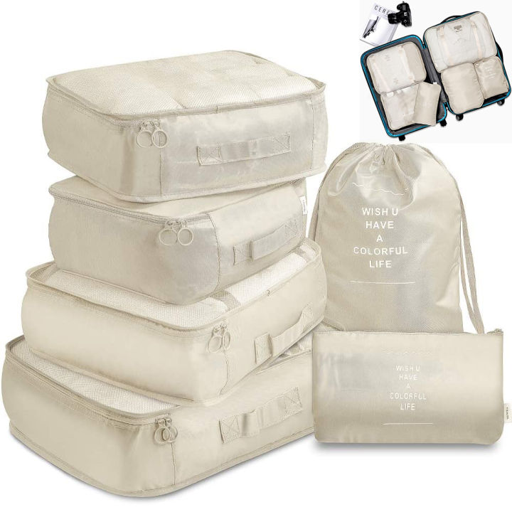 Travel Packing Cubes, 6 Pcs Lightweight Luggage Organiser Bags Set for