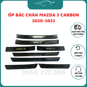 Ốp Bậc Cửa Nẹp bước chân CARBON Xe Mazda 3 2020-20232024 kim loại nhúng màu Cacbon cao cấp
