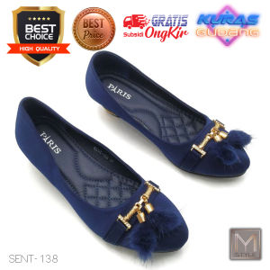 BIG SALE Disc 75% Sepatu wanita Elegan heels Wedges 3cm Import Sent-138 Warna [Merah Biru Tua] Model Casual Nyaman di pakai cocok untuk Kerja Kantor dan Hangout Santai juga Acara Kondangan