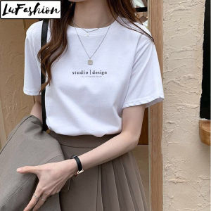 LuFashion Summer Women Korean Letter Print Loose Short Sleeve Casual T-Shirts