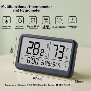 MINIFELE 262 LCD Display Temperature Meter Multi-functional ic Desktop Clock Wall Mount Digital Alarm Clock Home Use
