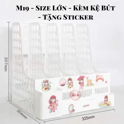 [Mới] Khay Kệ Đựng Tài Liệu Văn Phòng A4 / Giá Kệ Đựng Sách Vở - Tặng Kèm Sticker Xinh Xắn
