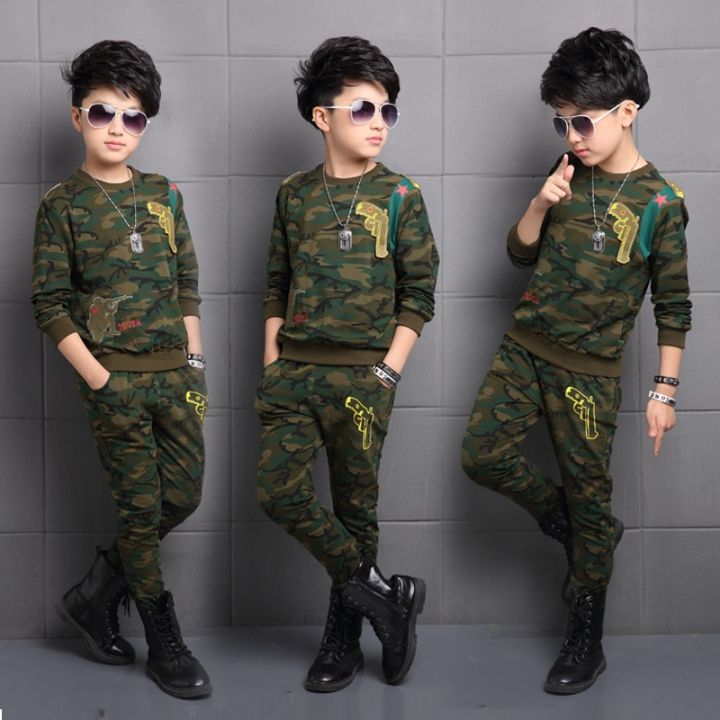 Children's Clothes Sweatshirt Boys' Spring Clothes Sports Suits Military  Clothes Kids Spring Camouflage Clothes 2Pcs Sets