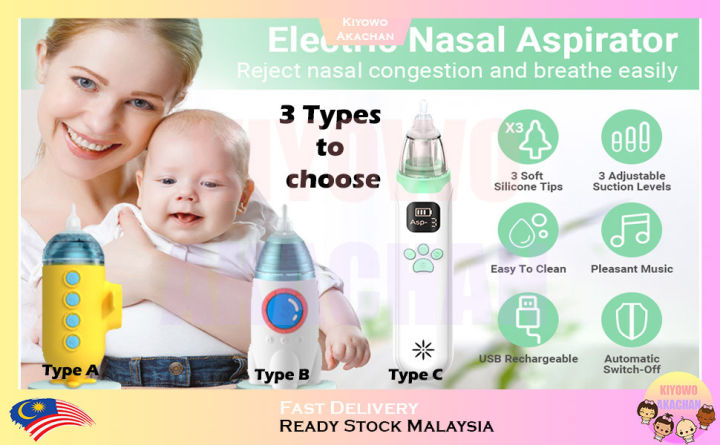 Kiyowo Akachan Nasal Aspirator Rechargeable Baby Nose Cleaner soft ...