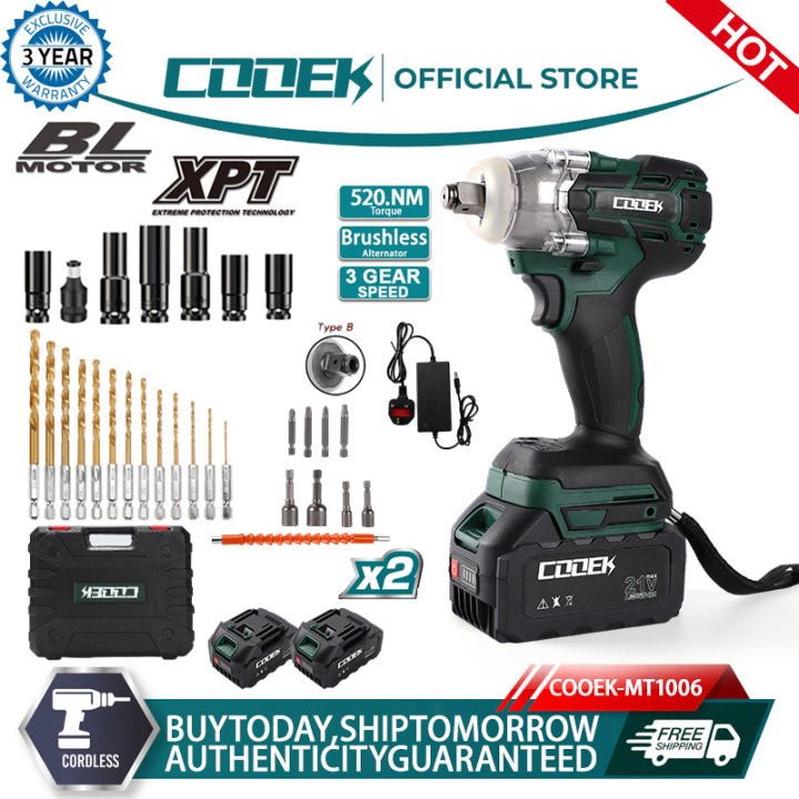 COOEK brushless electric wrench DTW285 high torque 21V lithium