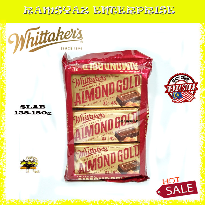 Chocolate Whittaker's Fresh Roasted Almond Gold Milk Chocolate Bar 135g ...