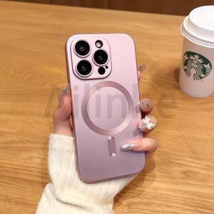 For IPhone 15 14 11 13 12 Pro Max 15 14 Plus Luxury Magsafe Lens Protection Soft Silicone Wireless Charging Phone Cover