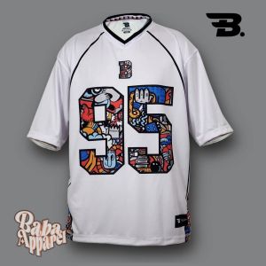 Jersey Vintaqe Oversize Pria Wanita Milano Premium Graffiti White 95 NFL Retro Boxy Fit Musik