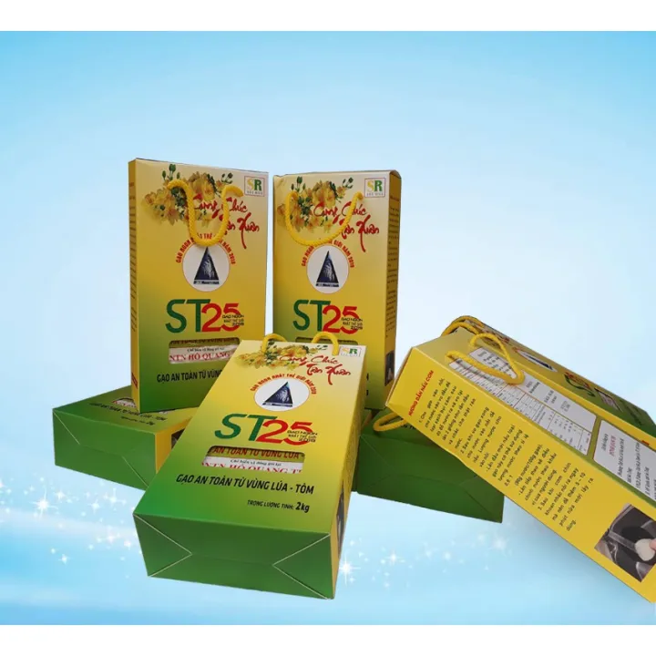 Gạo ST25 Lúa Tôm Hộp 2Kg - Gạo Ông Cua - Đặc Sản Sóc Trăng