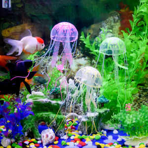 Calistouk Artificial Swim Glowing Effect Jellyfish Aquarium Decoration Fish Tank Underwater Live Plant Luminous Ornament Aquatic Landscape